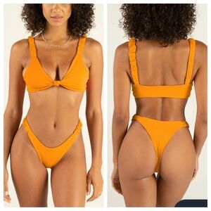 NWOT SET Ayra Swim Mimosa center knit ruched strap bikini 12265